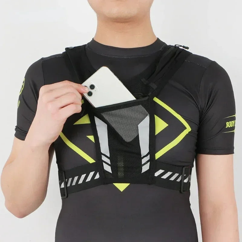 Reflective Running Vest Backpack – Lightweight Sports Chest Bag for Jogging, Cycling, Fitness, Mobile Phone & Card Storage (Unisex)