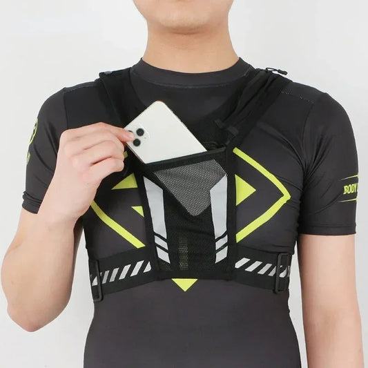 Reflective Running Vest Backpack – Lightweight Sports Chest Bag for Jogging, Cycling, Fitness, Mobile Phone & Card Storage (Unisex)